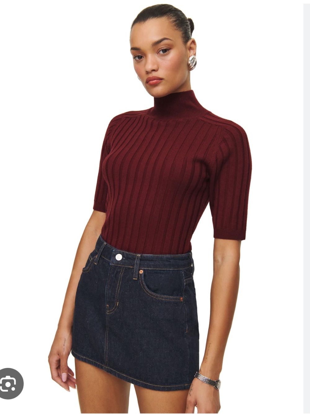Reformation Margoax Regenerative Merino Mock Neck Sweater